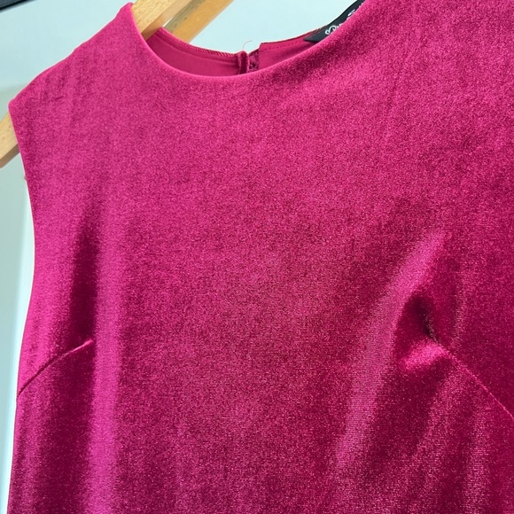 Miss Selfridge Red Velvet Midi Holiday Christmas Party Cocktail Dress 2 - Picture 3 of 8